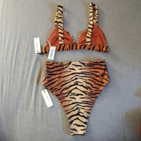 Vitamin A Ziva Tiger Animal Print Neutra Top Barcelona High Waisted Bottom - Picture 3 of 7